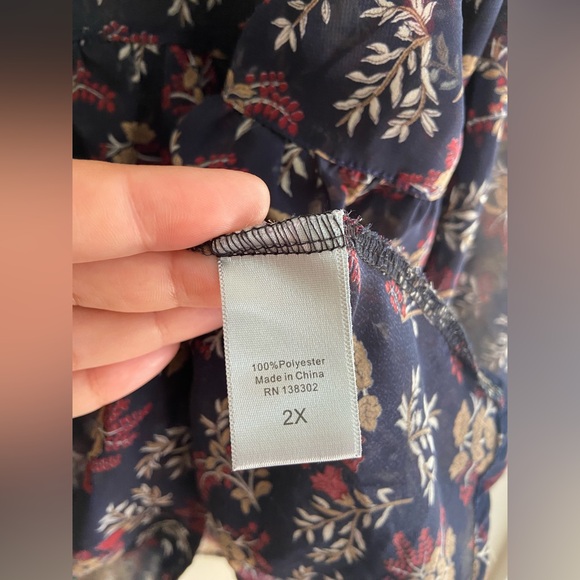 Loralette Floral Long Sleeve Blouse Peasant Boho - Picture 5 of 6